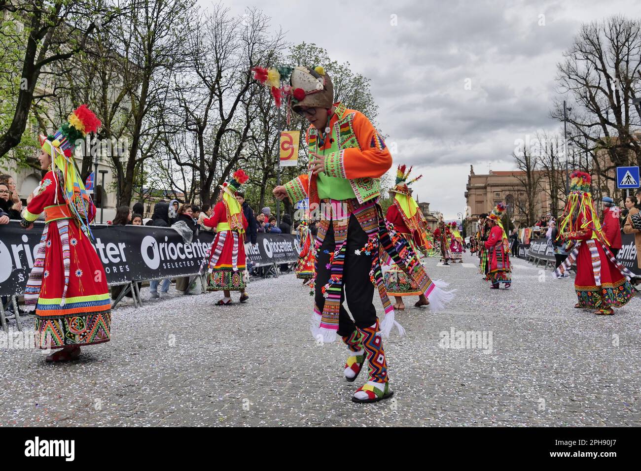 Mid-Lent parade, traditional street party with allegorical floats and folk  groups. Lombardy, Italy Stock Photo - Alamy