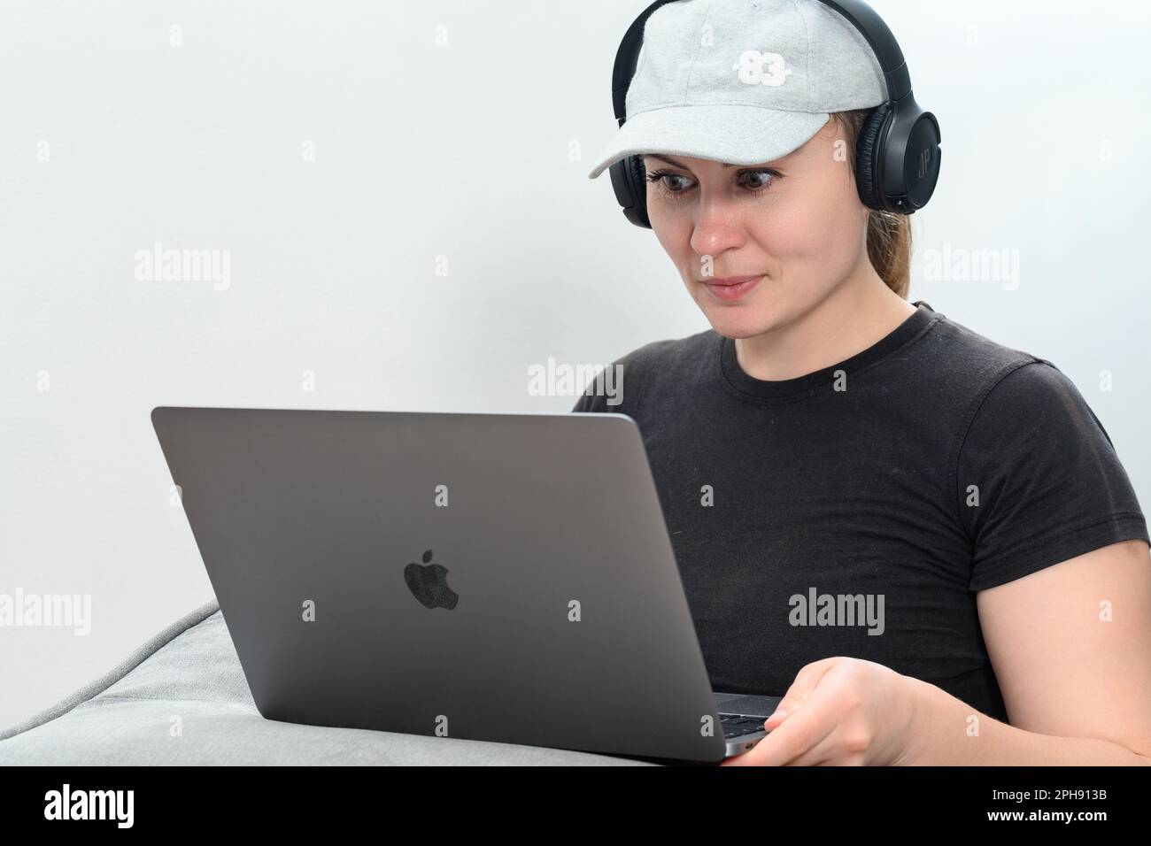 Ivano Frankivsk Ukraine January 28 2023 a girl in wireless