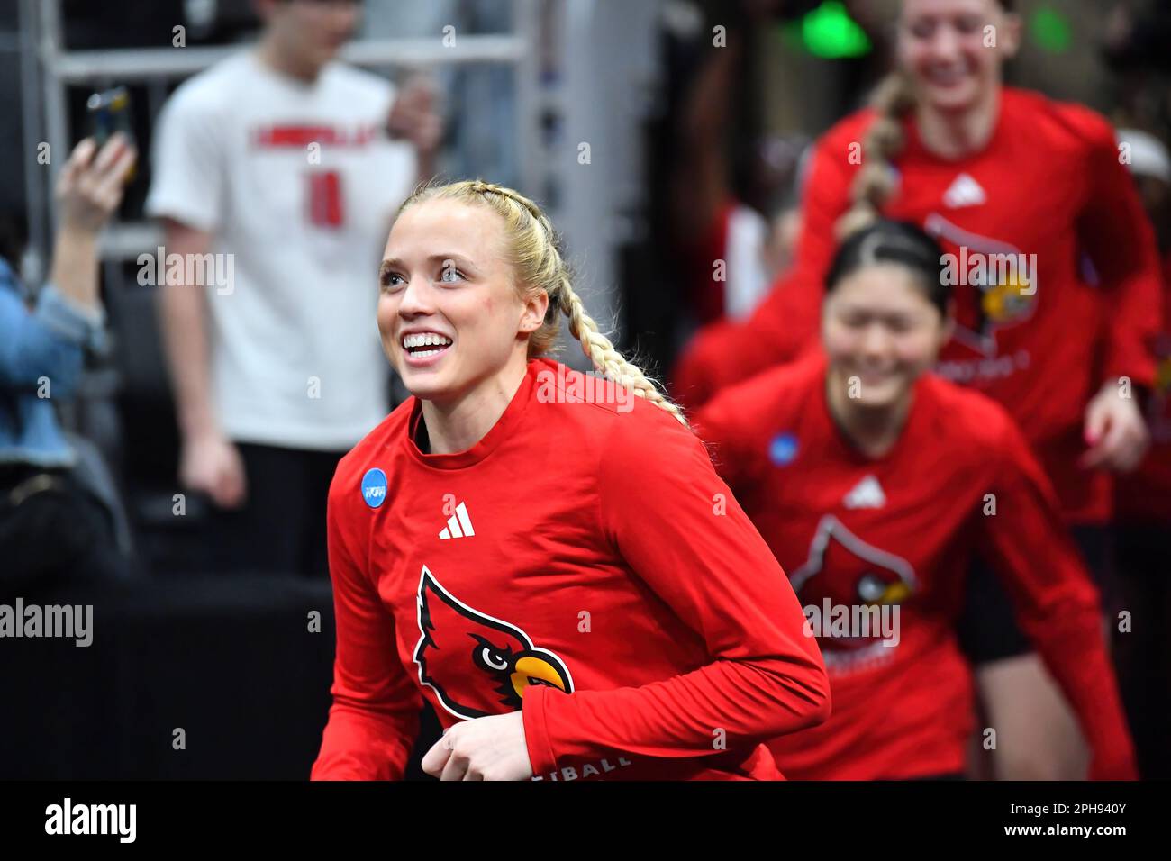 March 26, 2023: Louisville Cardinals guard Hailey Van Lith (10) enters the arena before the NCAA women's NCAA Regional Final basketball game between Louisville and Iowa at Climate Pledge Arena in Seattle, WA. Iowa defeated Louisville 97-83 to advance to the Final 4. Steve Faber/CSM Stock Photo