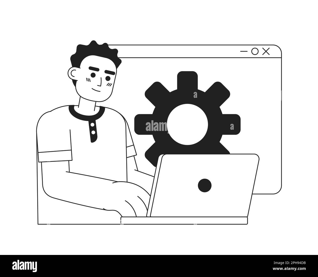 Web developer job black and white concept vector spot illustration ...