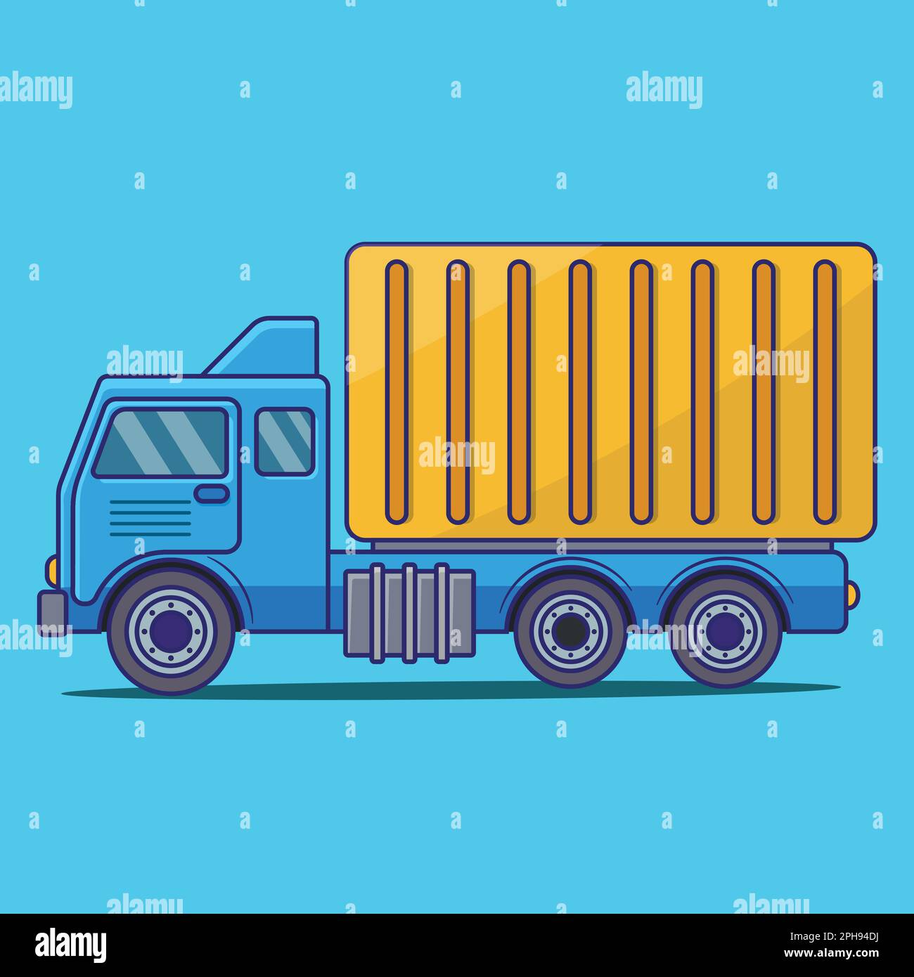 Truck Cartoon Icon Illustration, Truck Flat Vector Icon Illustration, Truck Cartoon Sticker, Bus Cartoon Vector Sticker, Transportation Icon Concept Stock Vector