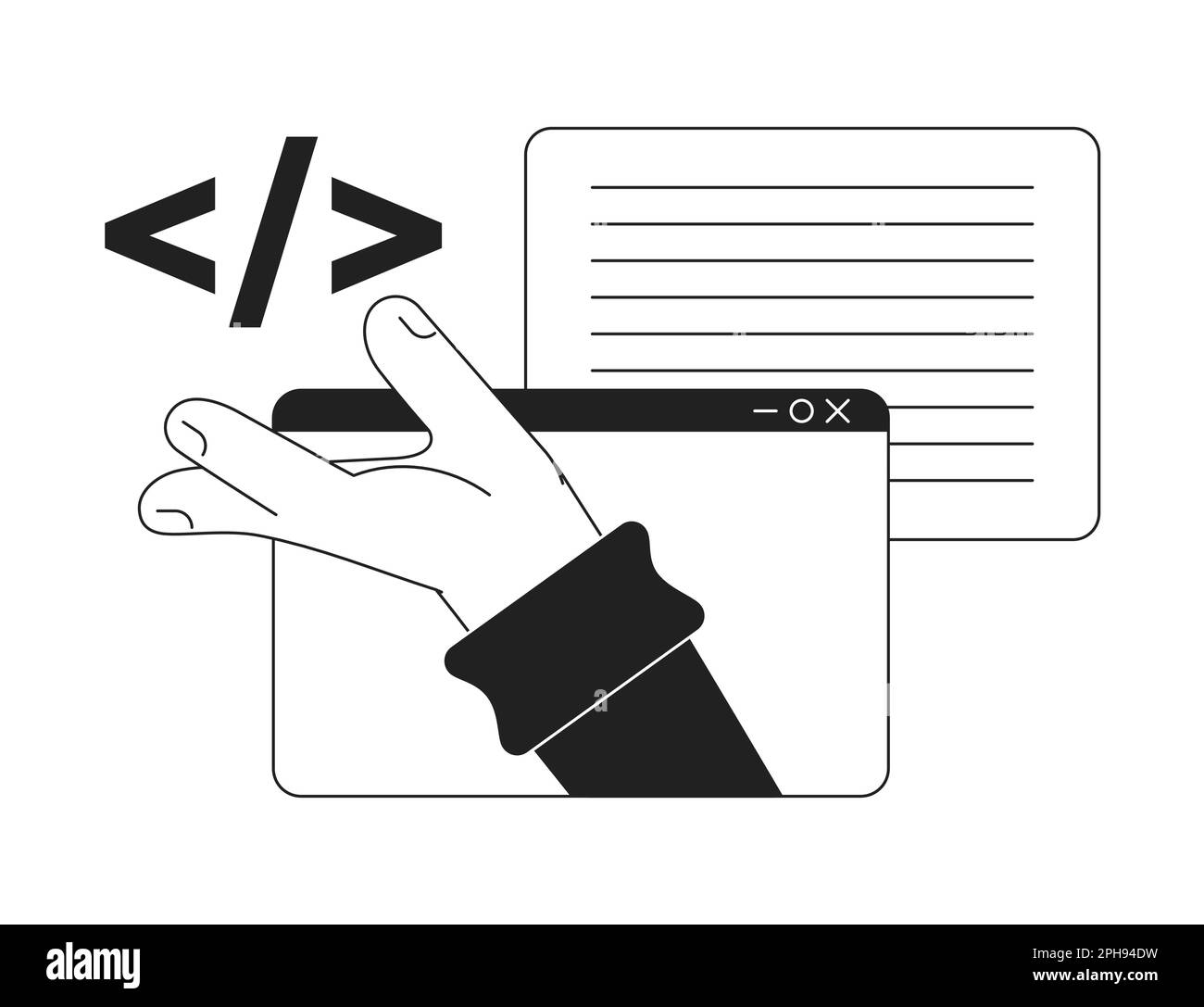 Creating website script black and white concept vector spot ...