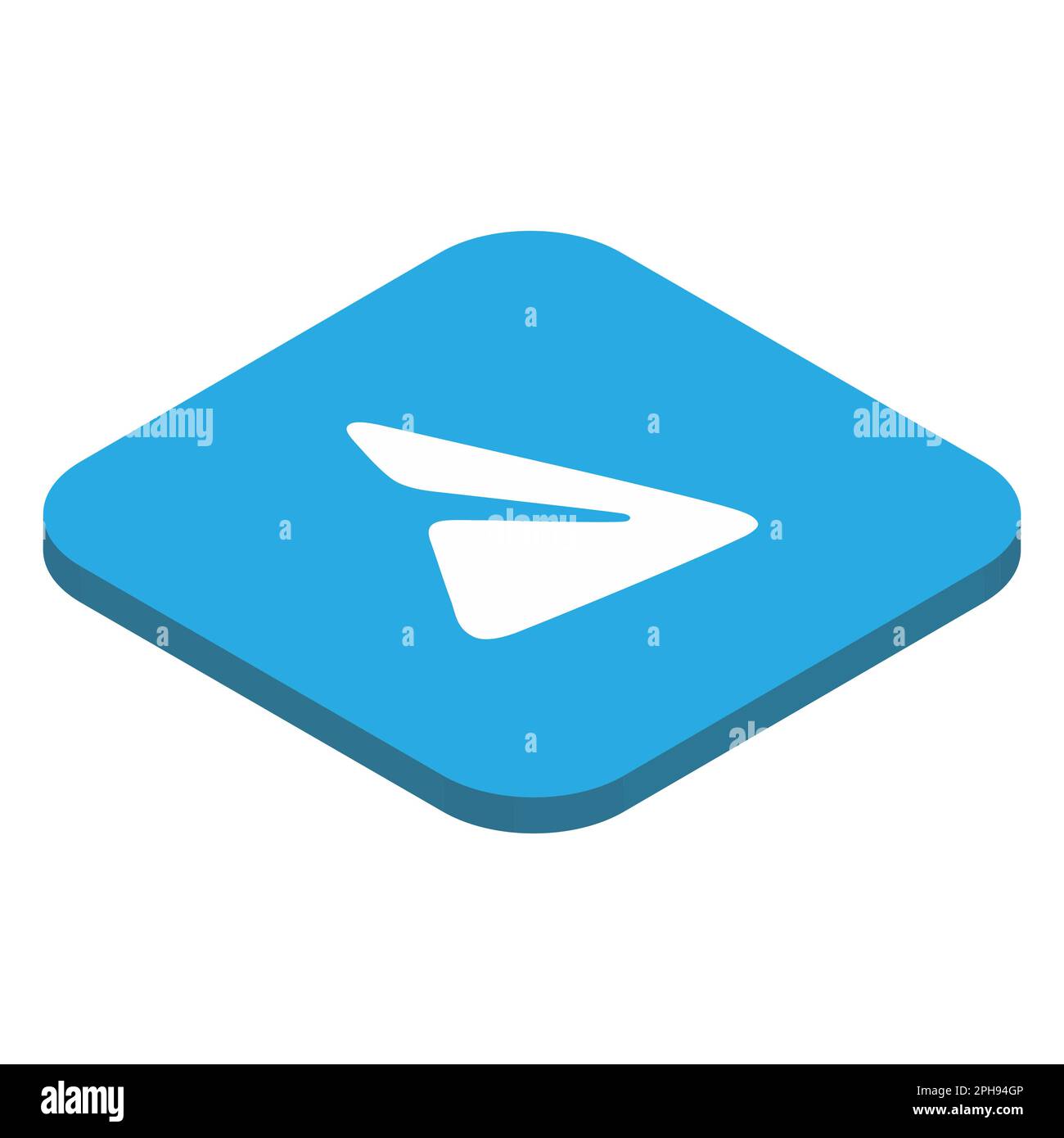 Telegram instant messaging app icon. 3D isometric square with rounded