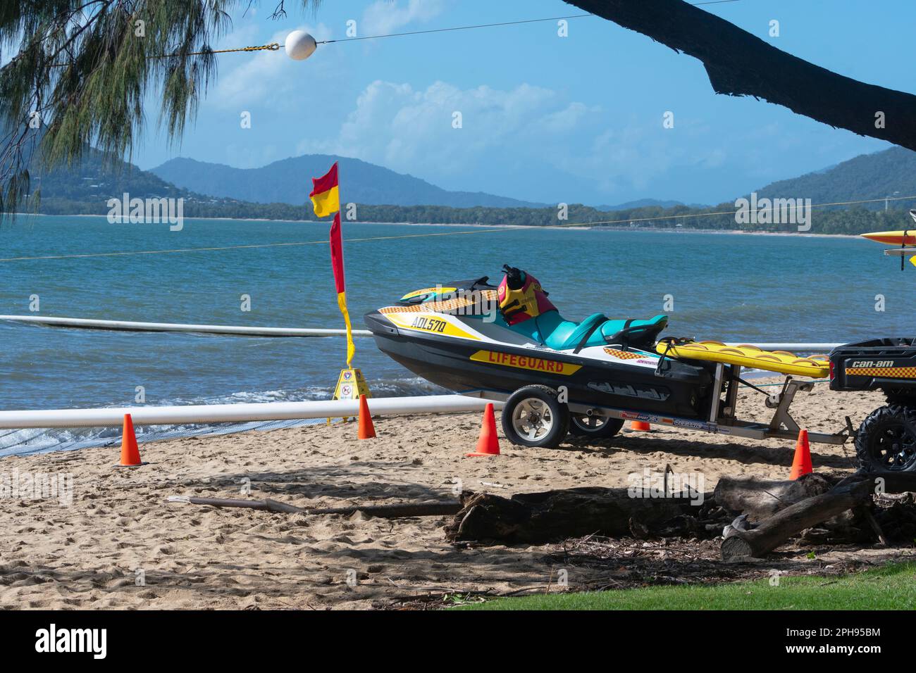 Lifeguard's jetski and equipment at Palm Cove, Cairns Northern Beaches