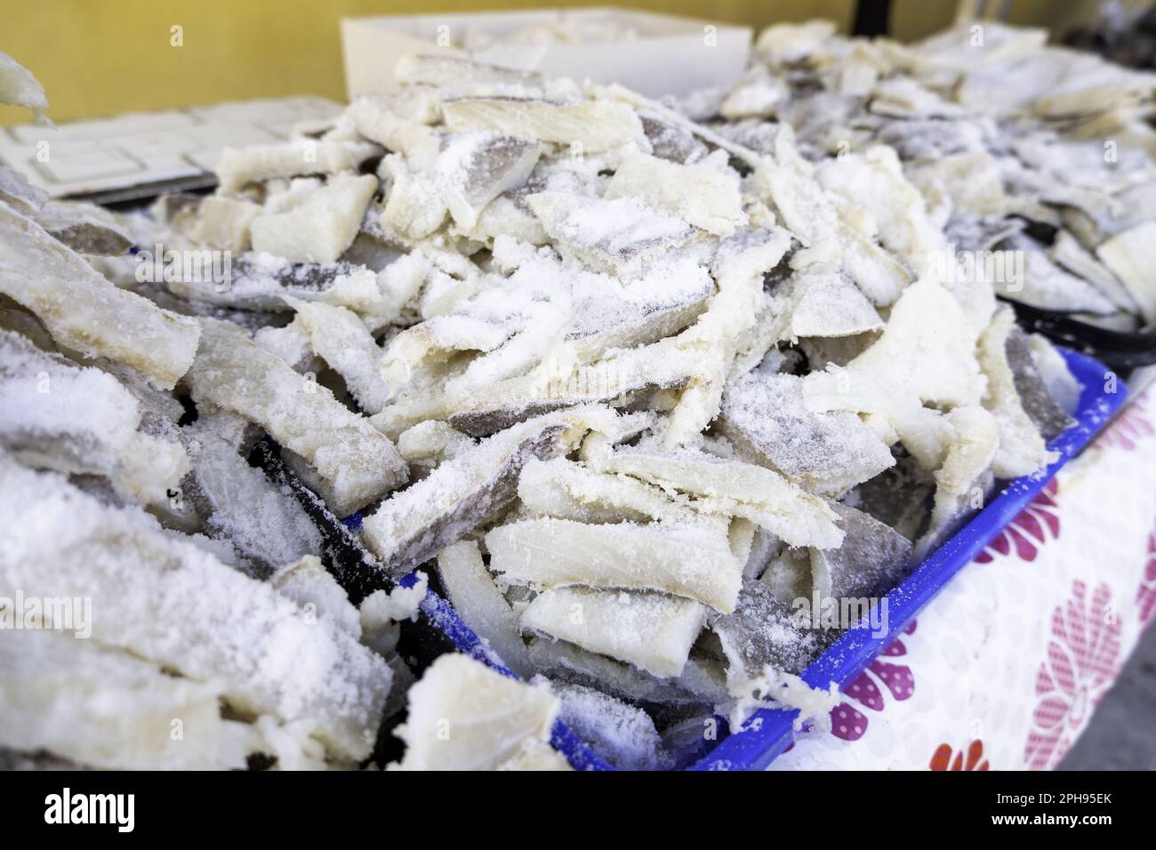 Detail of dried fish with salt, conservation and healthy food, diet Stock Photo