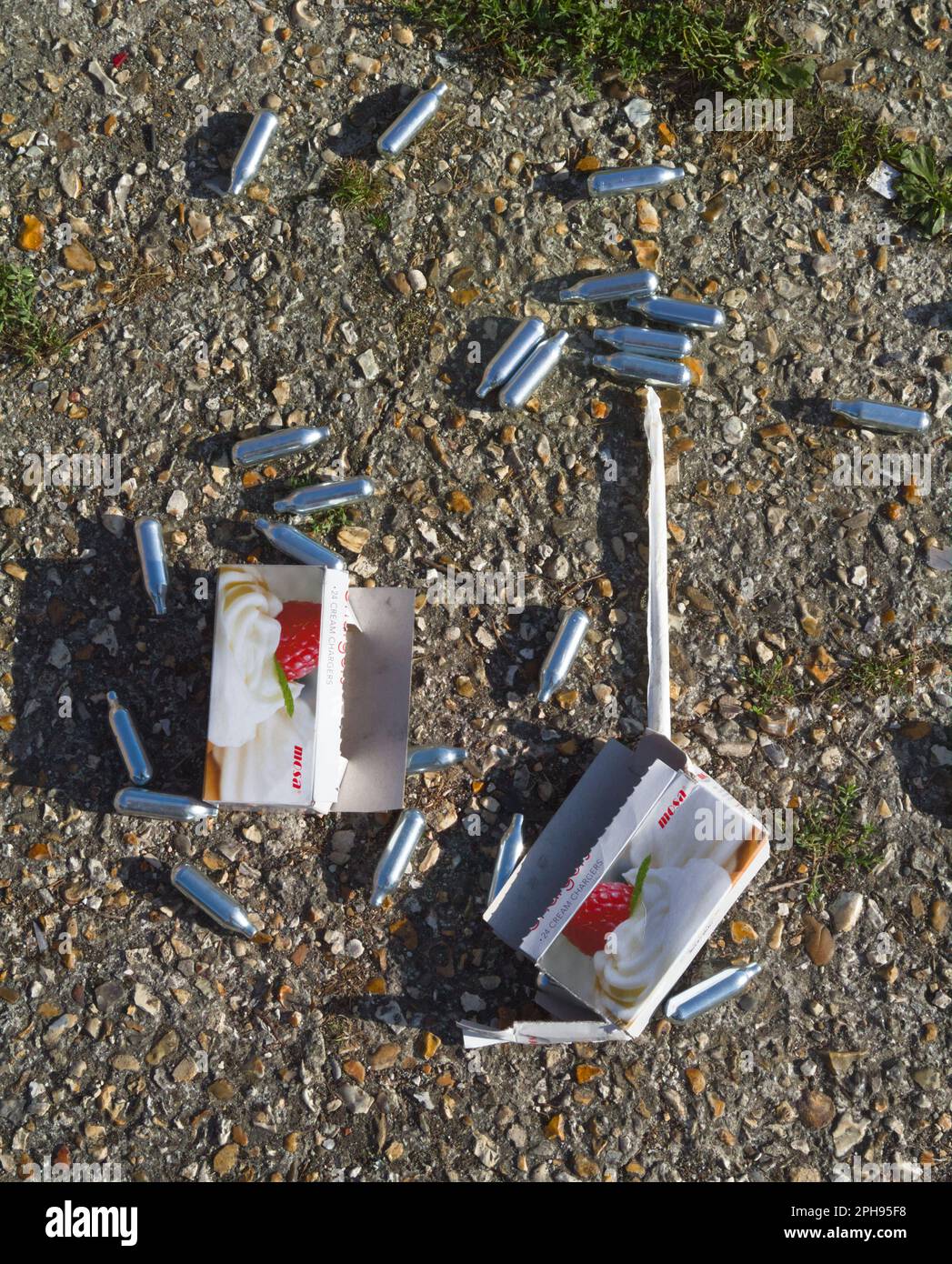 Canisters, Capsules Of Nitrous Oxide, Laughing Gas Scattered On The