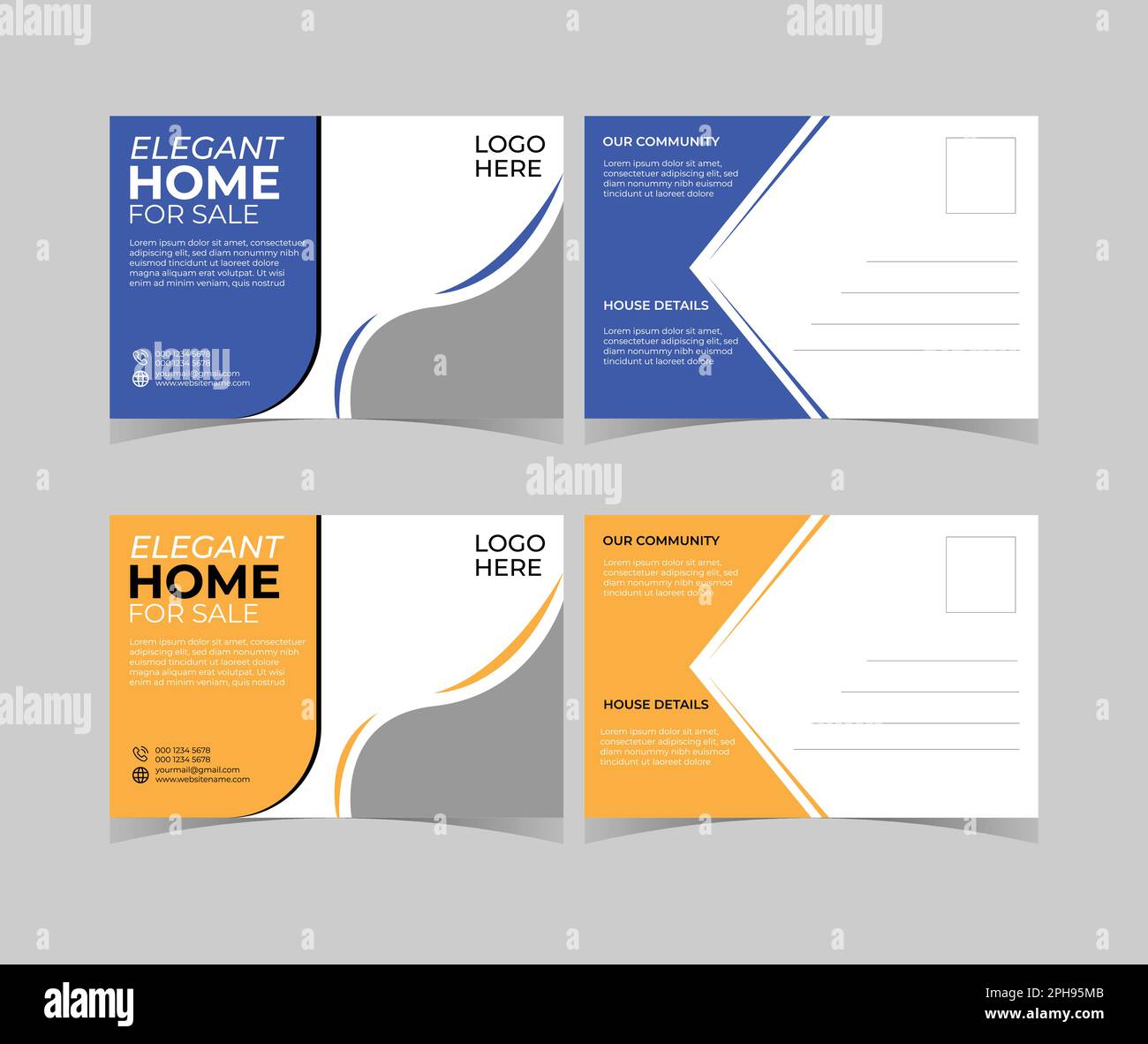 Postcard design vector template Stock Vector Images - Alamy