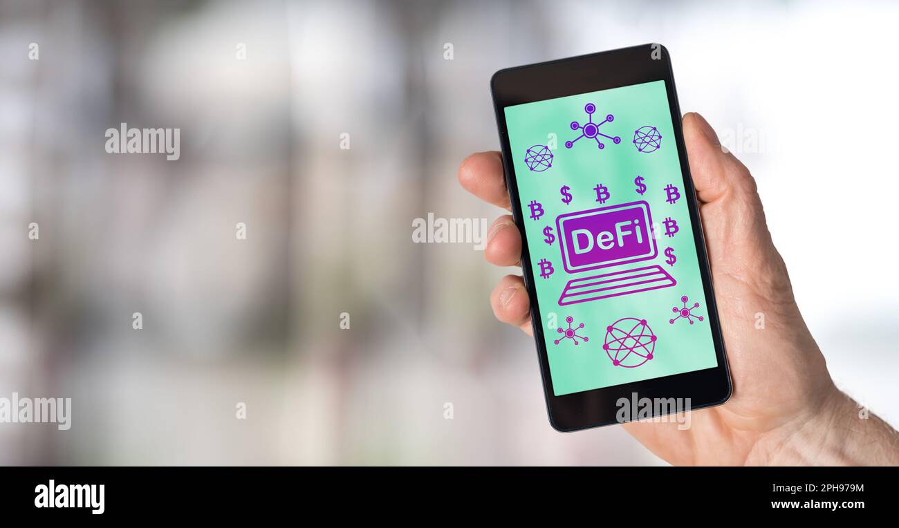 Smartphone screen displaying a defi concept Stock Photo - Alamy