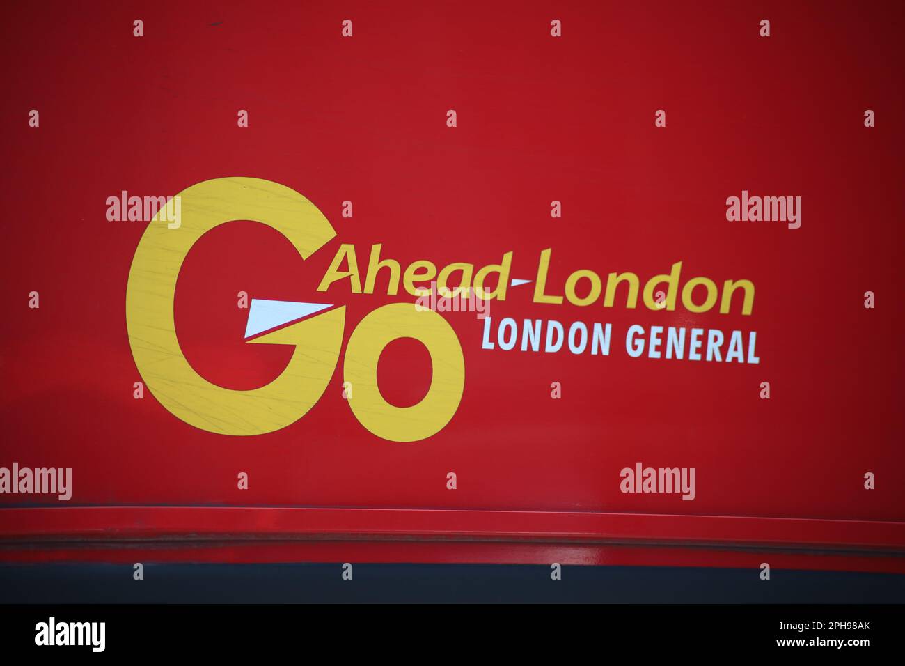 Go Ahead-London logo. A bus in central London. Credit: Soinai Noor / Alamy Stock Photo