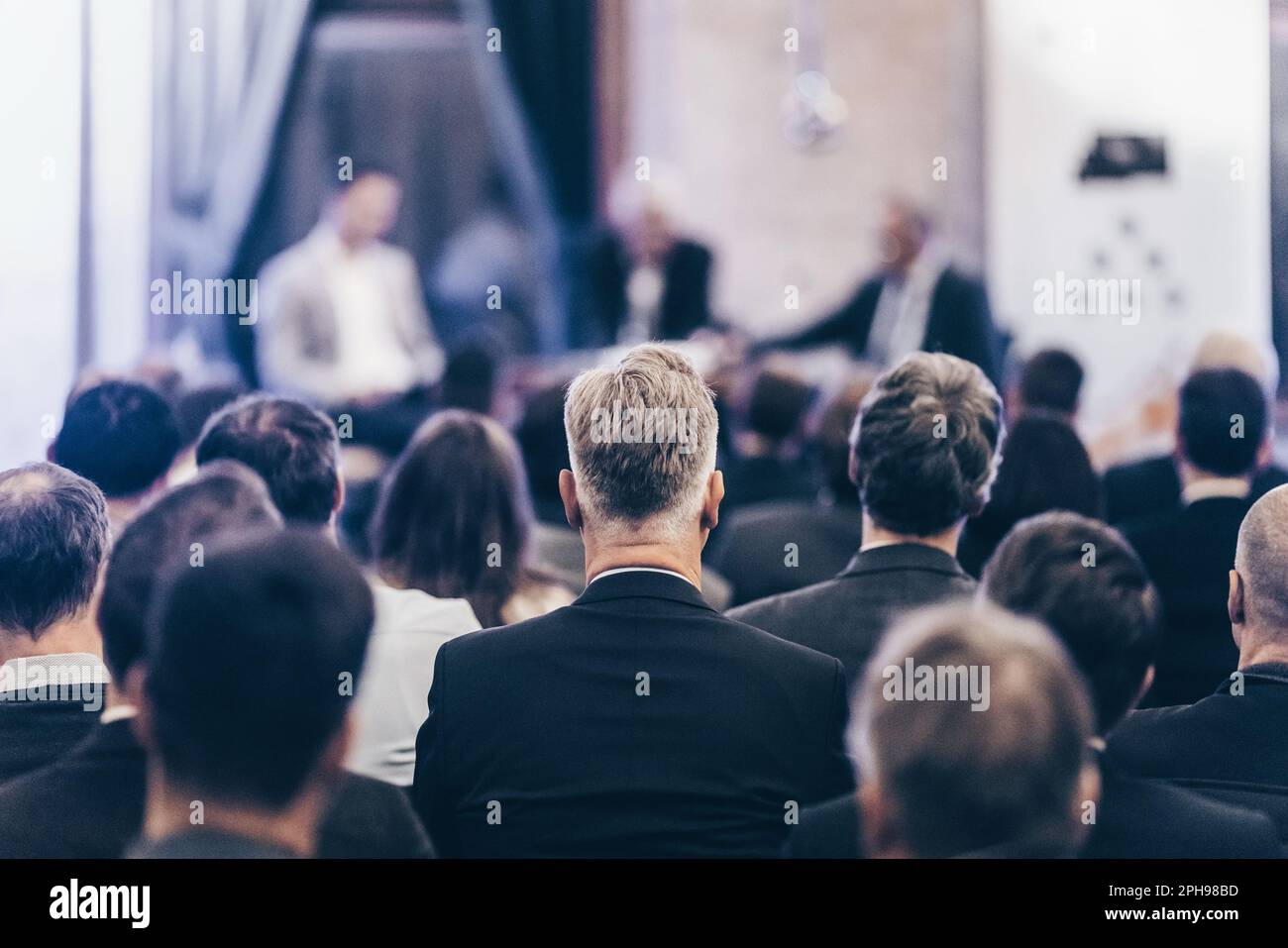 Round table discussion at business conference meeting event.. Audience ...
