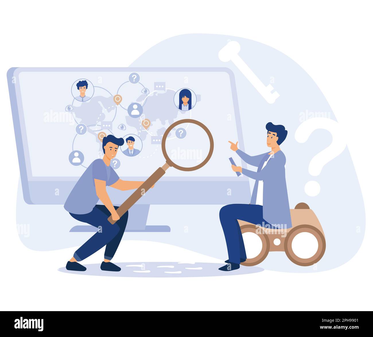 Detective agency concept. Searching evidences. flat vector modern illustration Stock Vector
