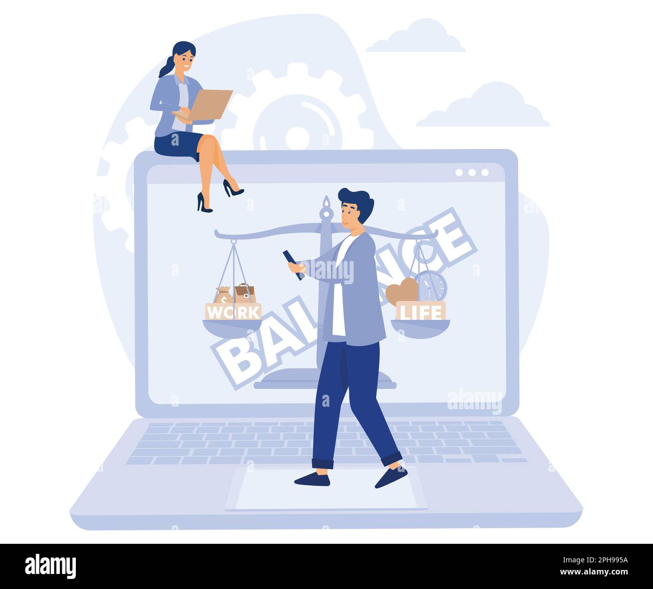 Work life balance cartoon woman hi-res stock photography and images - Alamy