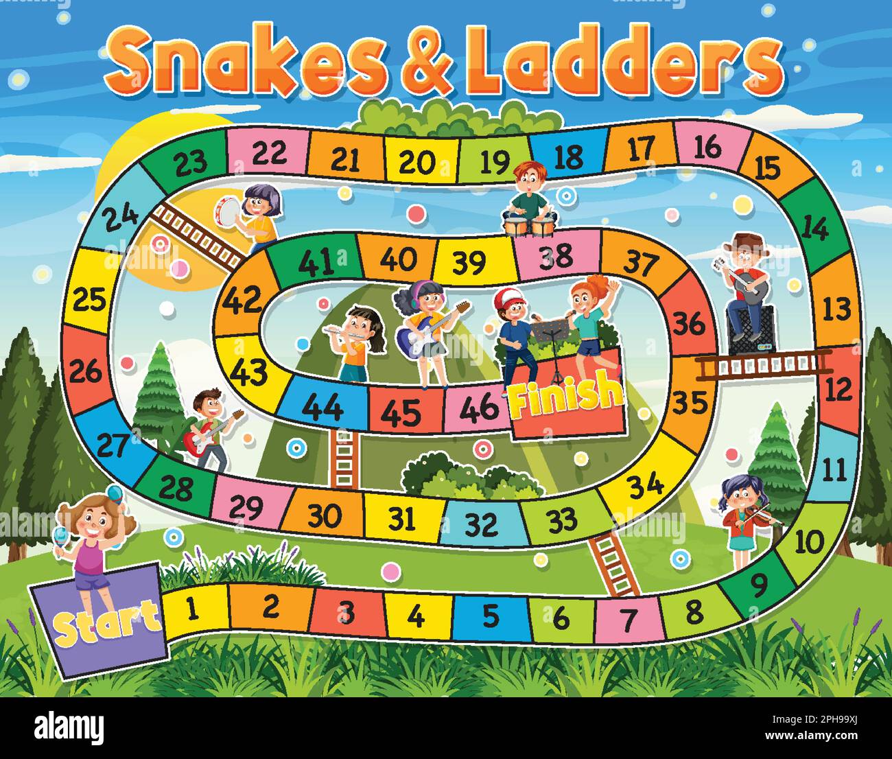 Premium Vector  Board game template snakes and ladders