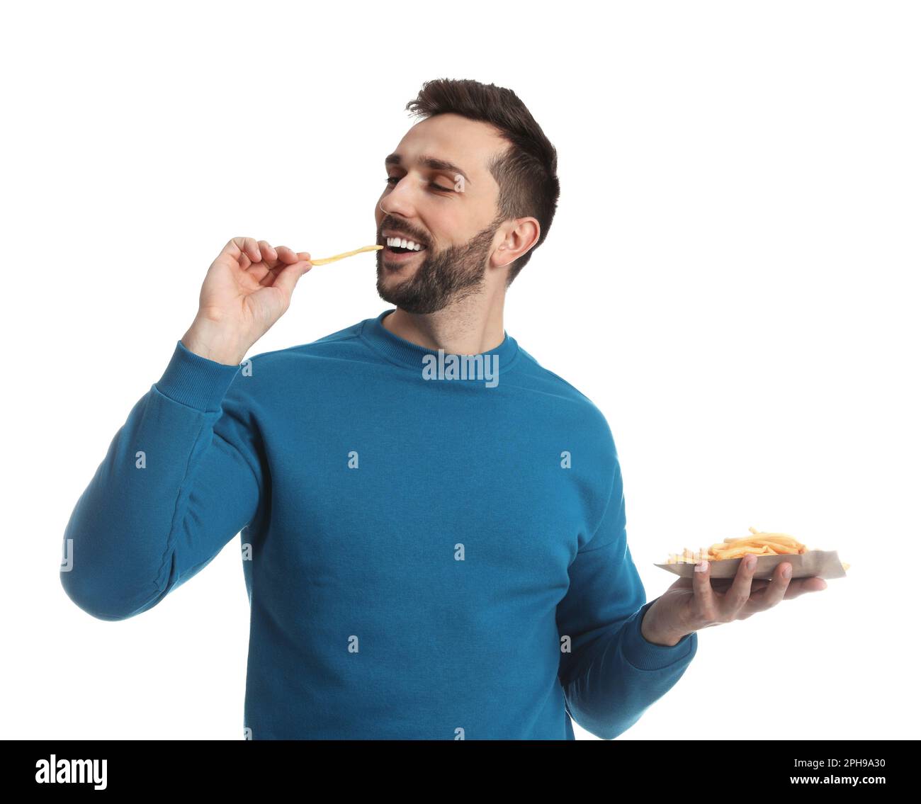Man Eating French Fries On White Background Stock Photo Alamy man-eating-french-fries-on-white-background-stock-photo-alamy