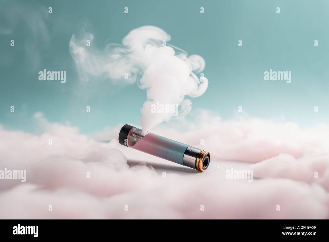 Studio shot of an electric cigarette vape with smoke cloud. Generative ai Stock Photo