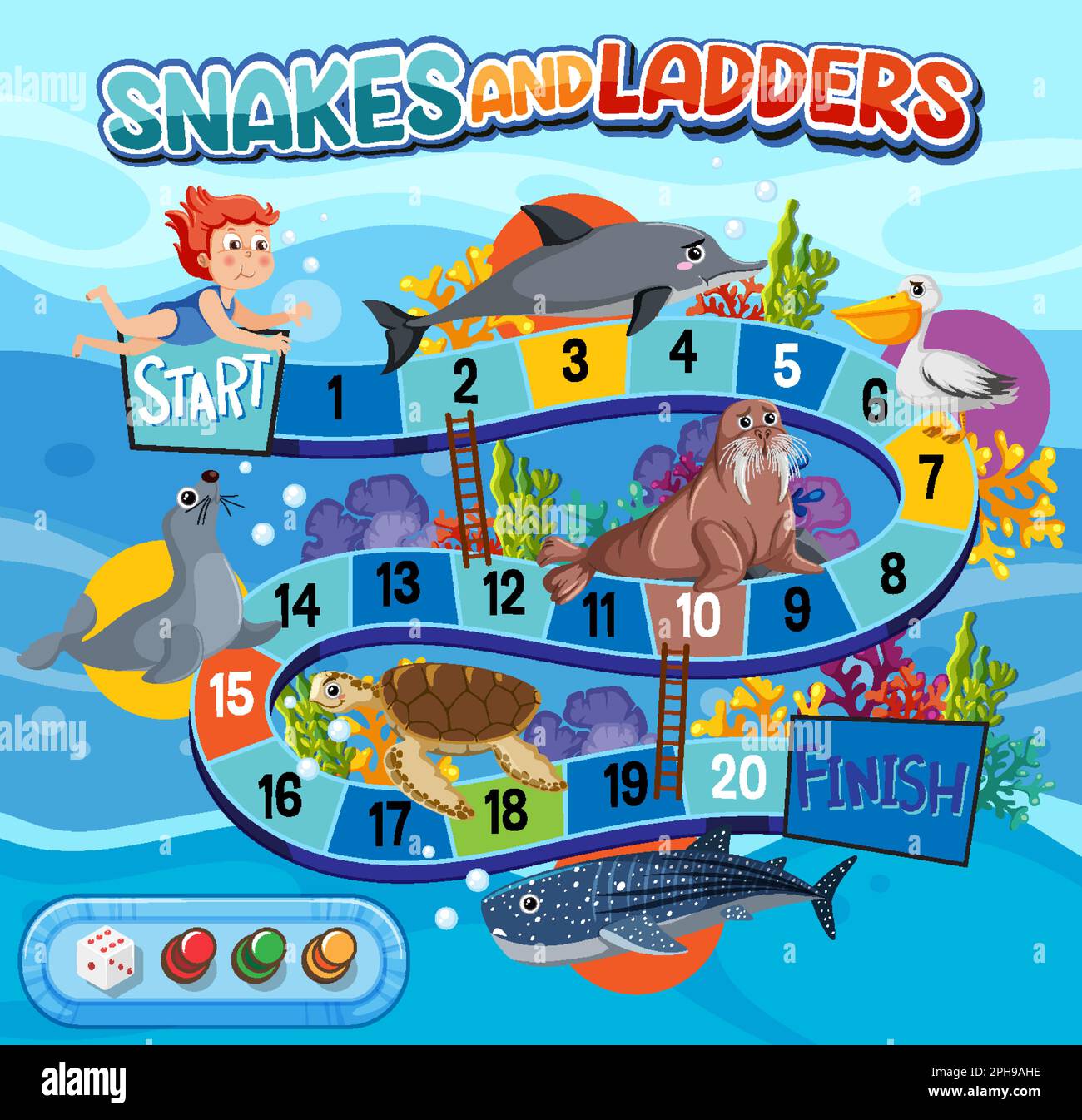 Cartoon Snakes For Snakes And Ladders