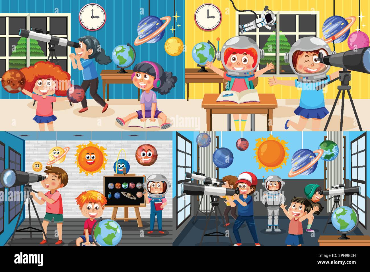 Kids in space astronomy theme illustration Stock Vector Image & Art - Alamy