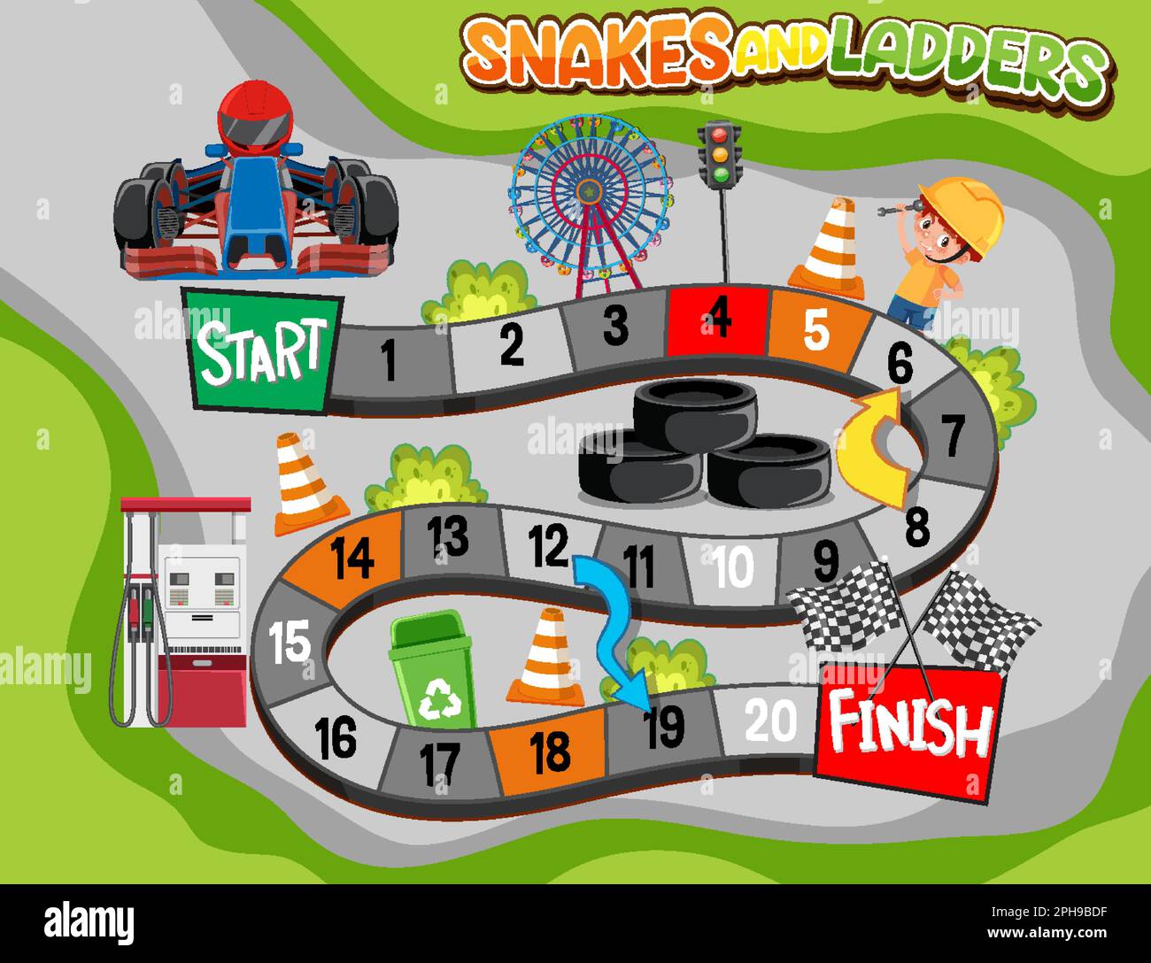 Premium Vector  Board game template snakes and ladders