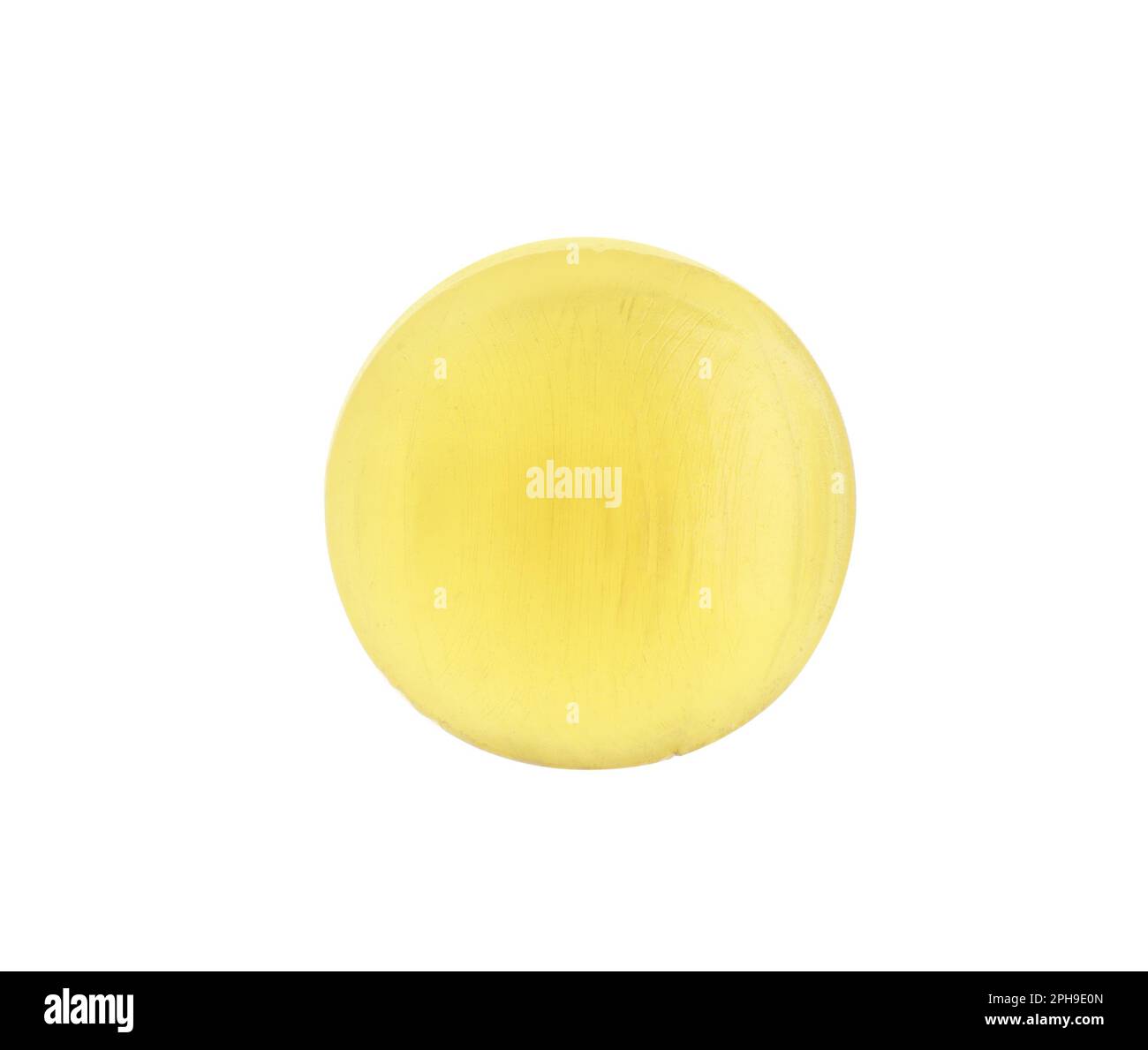 One yellow cough drop isolated on white Stock Photo Alamy