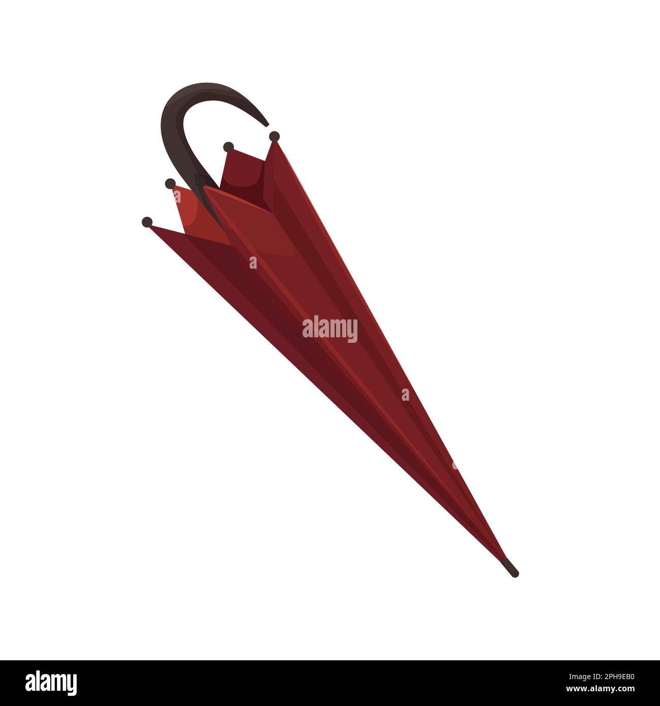 Parasol, closed umbrella, handle accessory in cartoon style isolated on