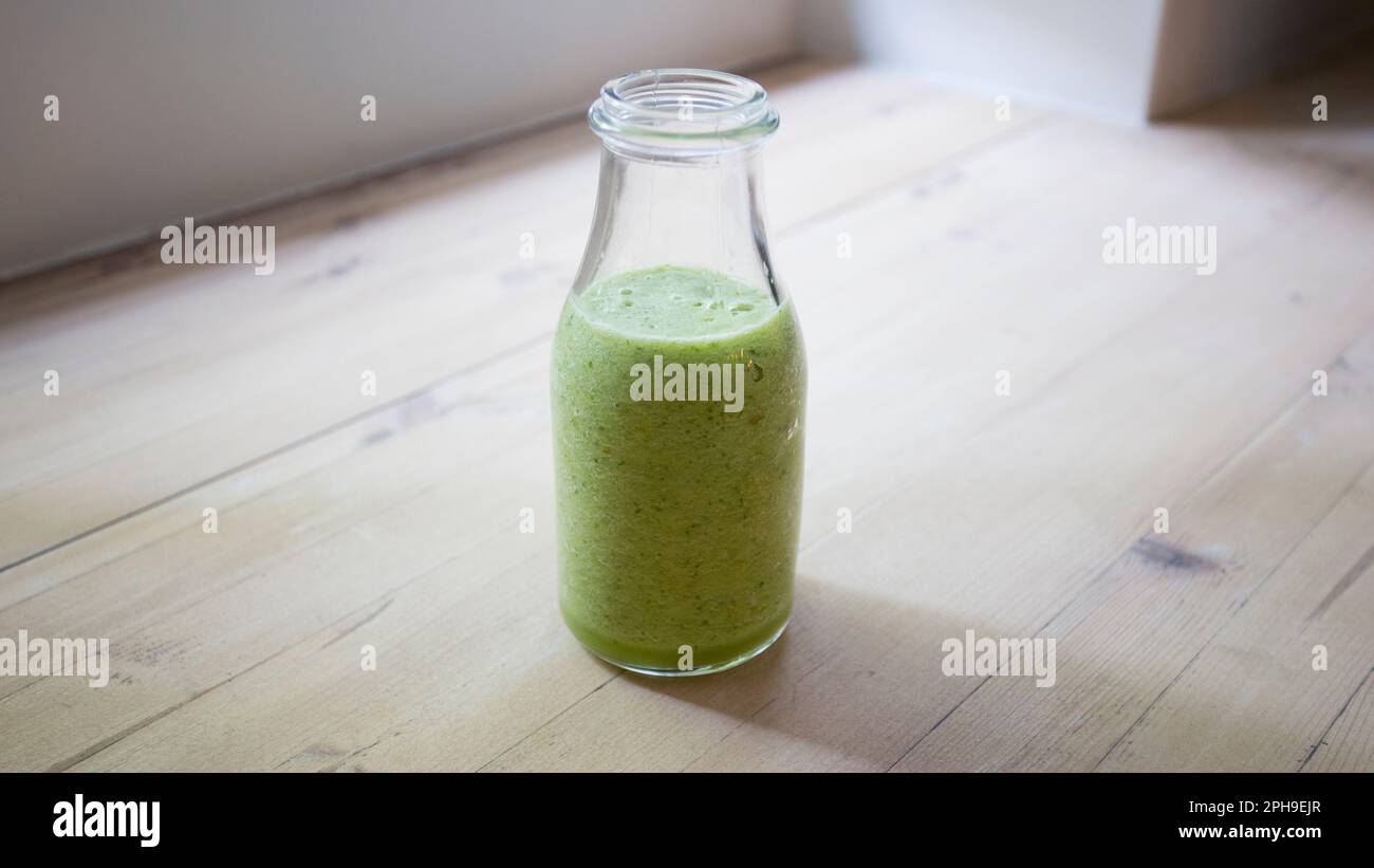 Green and healthy detox juice. Stock Photo