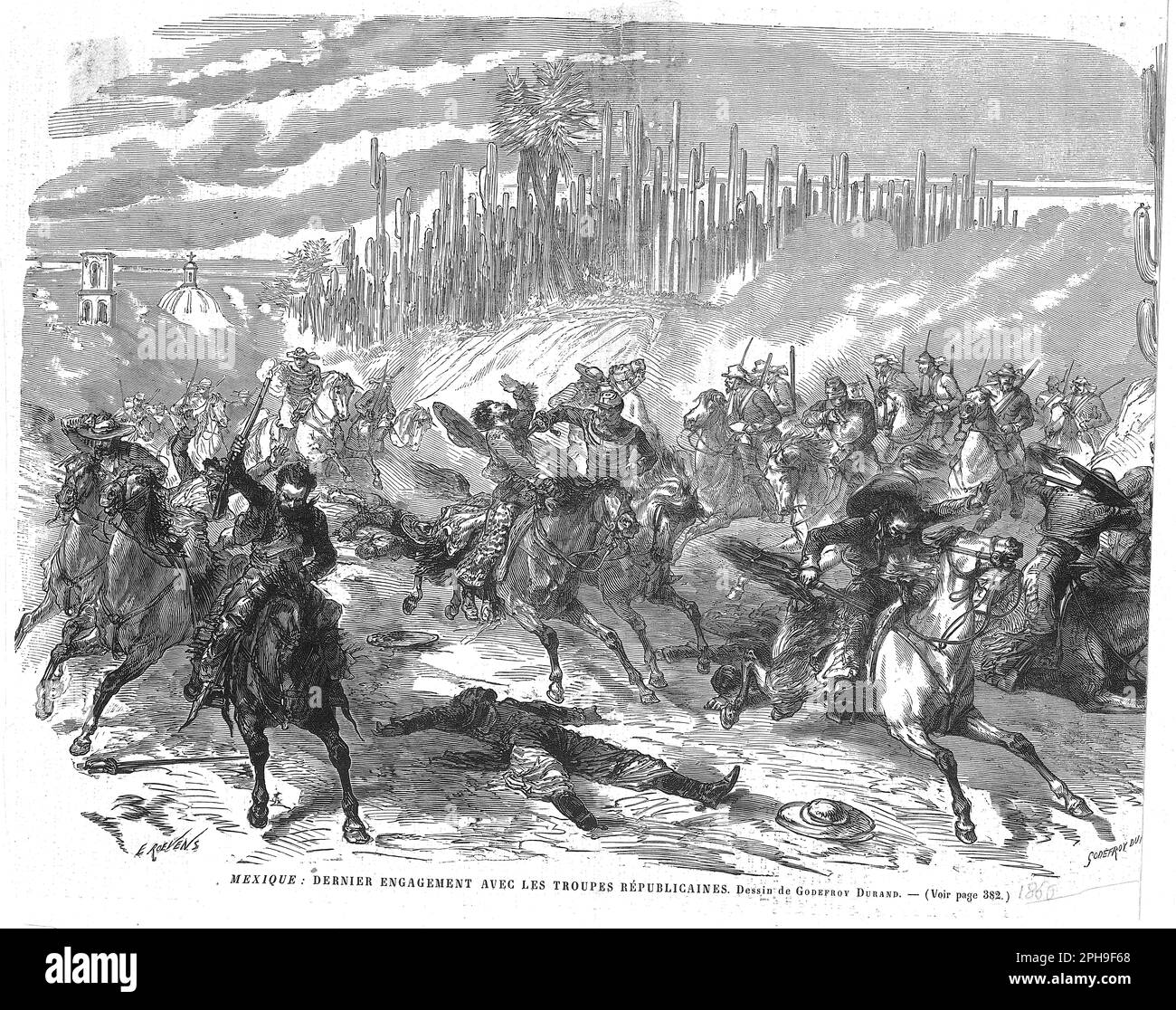 combat de cavalerie avec les troupes juaristes au Mexique sous le Second Empire Stock Photo
