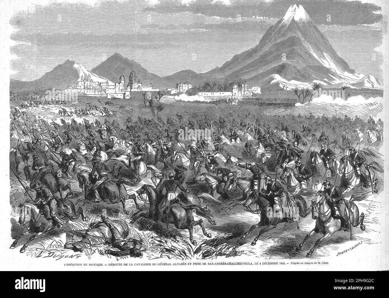 prise de San Andrès Chalchicomula le 4 décembre 1862 au Mexique Stock Photo