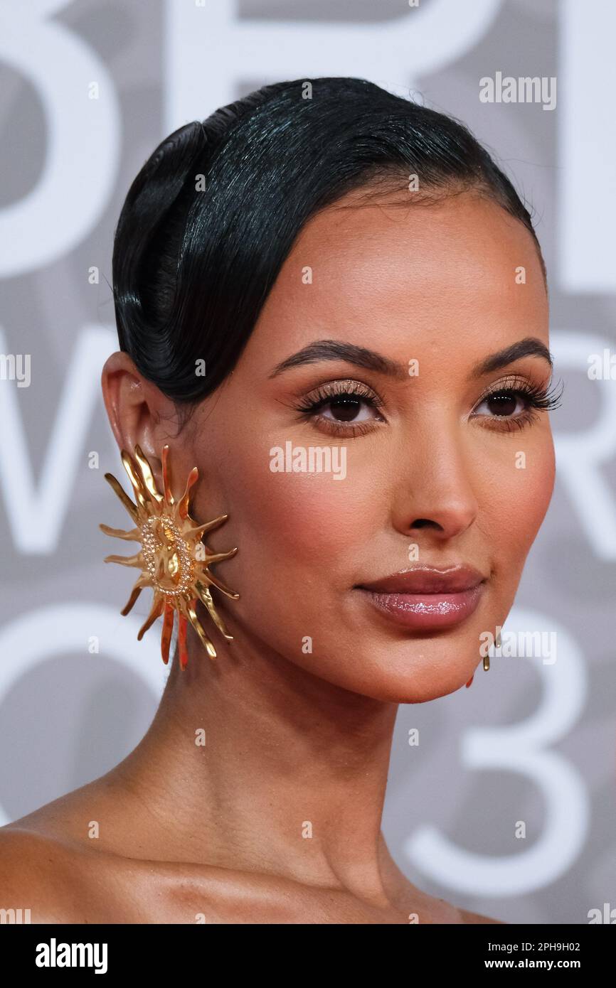 Maya Jama Photographed Attending The BRITS Red Carpet Arrivals At The 
