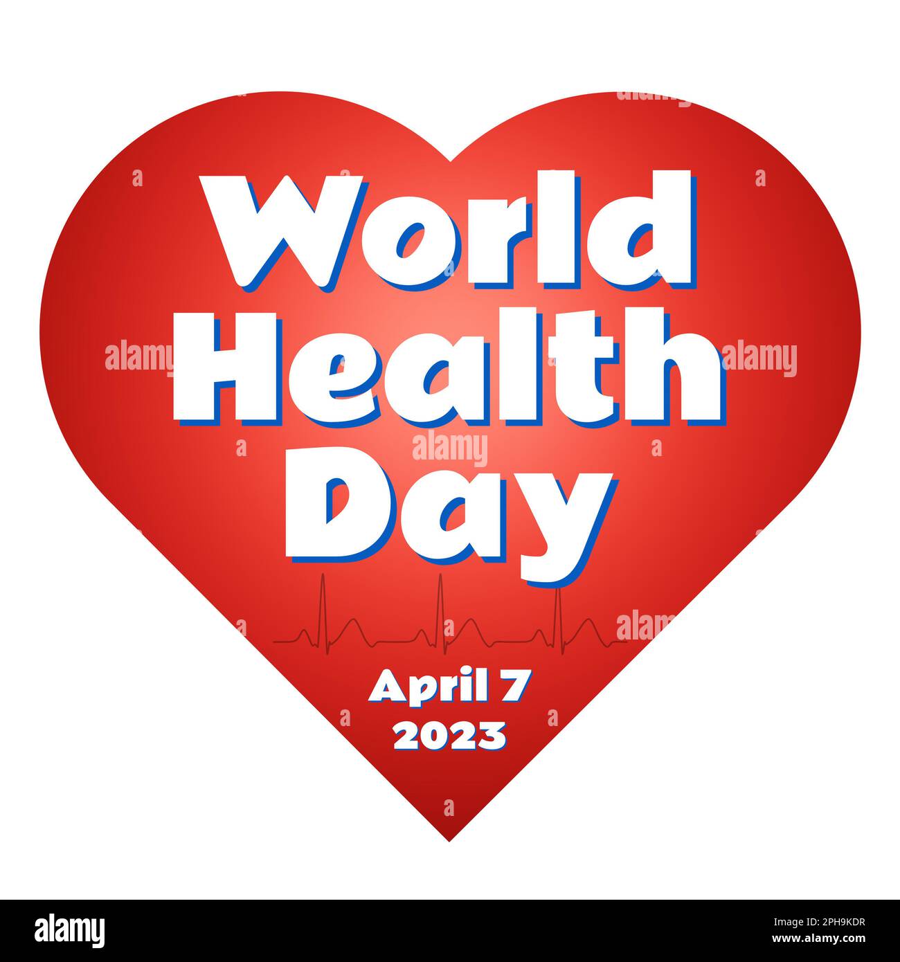 World Health Day April 7th 2023, celebrating global healthcare awareness concept with heartbeat pulse graph and earth globe illustration Stock Photo