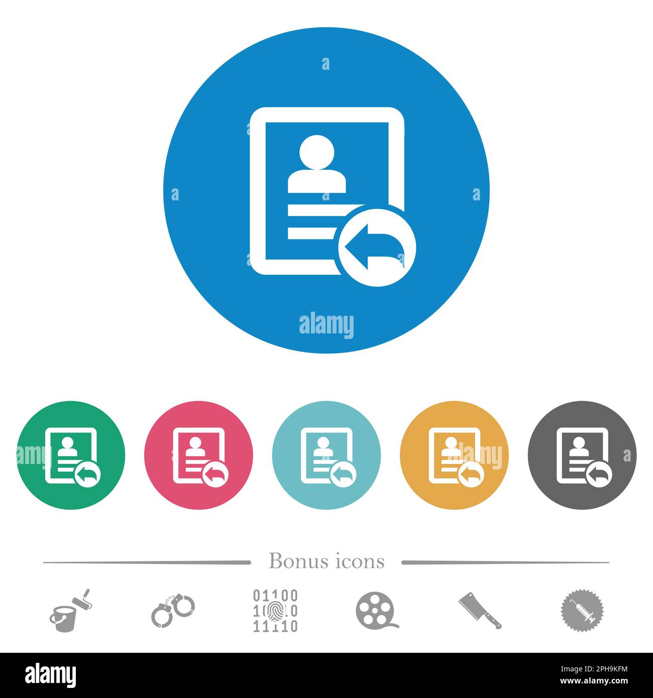 Reply contact flat white icons on round color backgrounds. 6 bonus ...