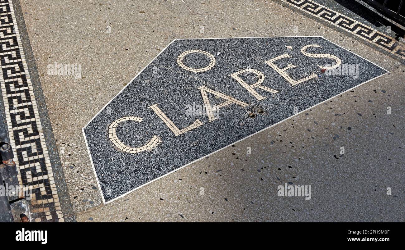 Mosaic floor at entrance of Clares Department Store 1927, 97-99 Mostyn St, Llandudno, Conwy, Gwynedd, North Wales, UK, LL30 2PD Stock Photo