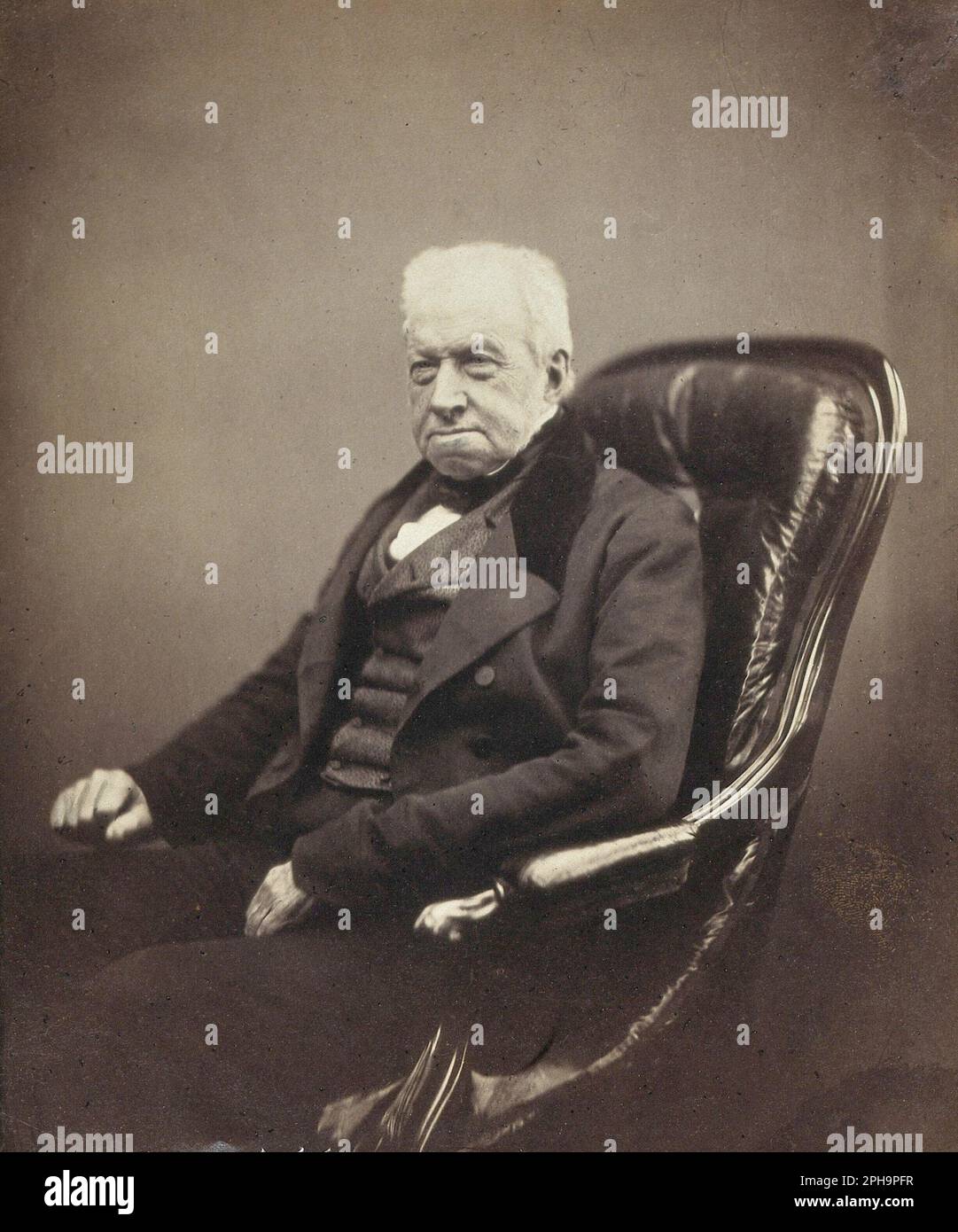 Robert Brown, 1773 – 1858, was a Scottish botanist and paleobotanist who made important contributions to botany largely through his pioneering use of the microscope, vintage photograph from 1855 Stock Photo