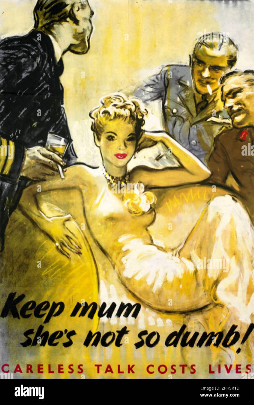 KEEP MUM SHE'S NOT SO DUMB British propaganda poster designed by Harold Forster in 1942 Stock Photo
