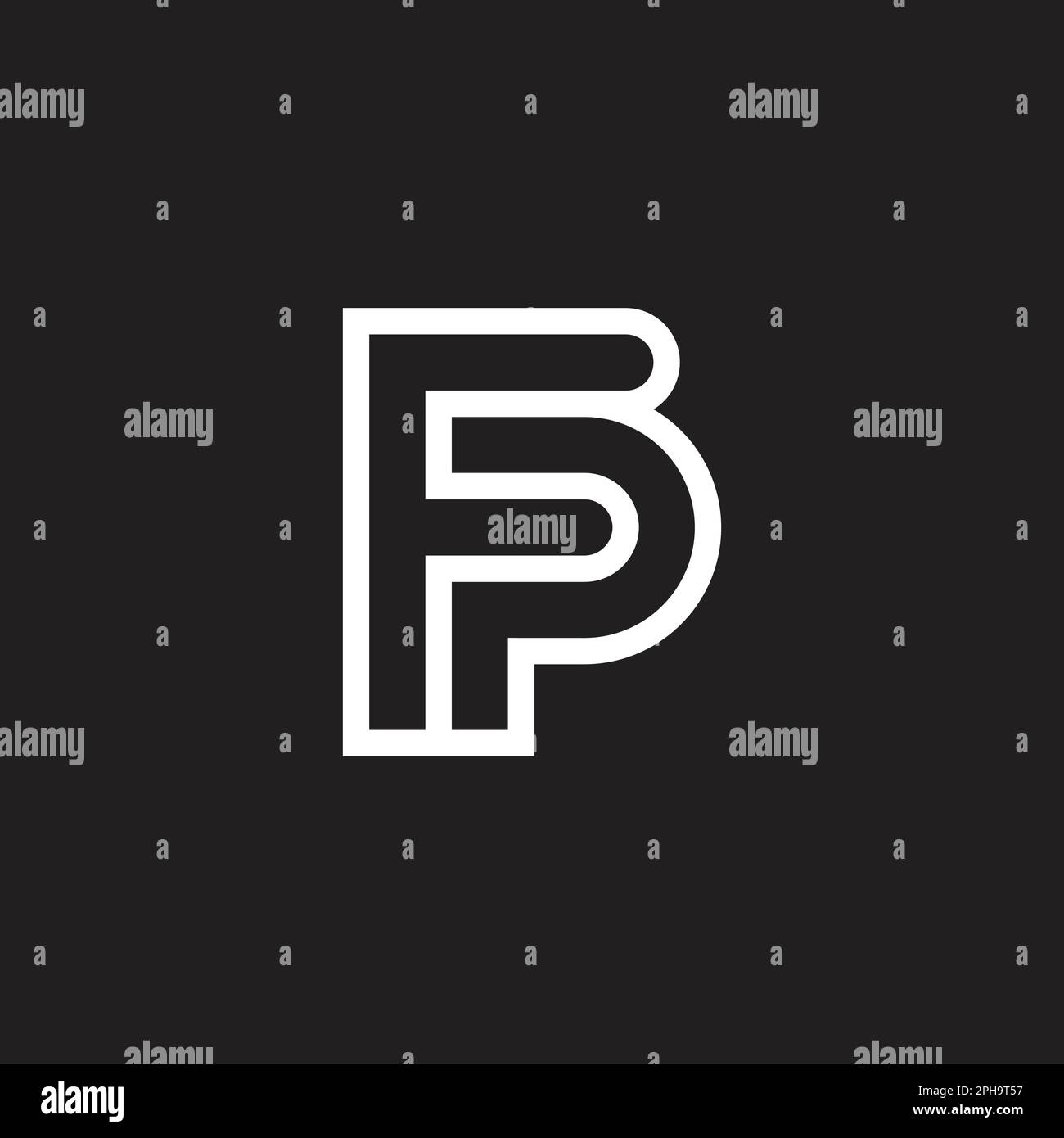 letter fp outline geometric logo  vector Stock Vector