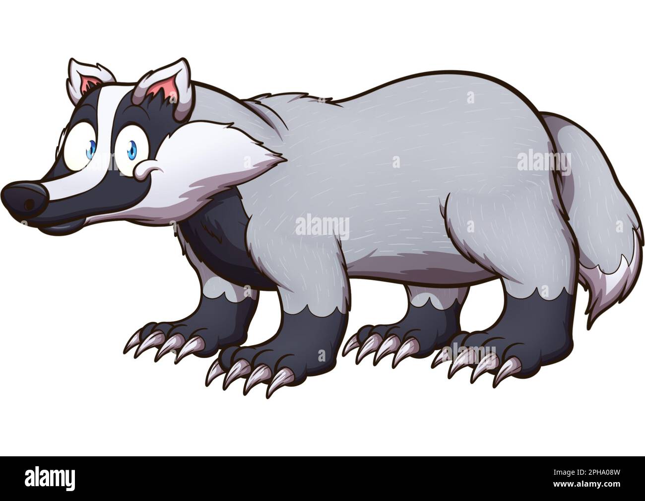 Cute Smiling Badger. Clip art illustration with simple gradients. All