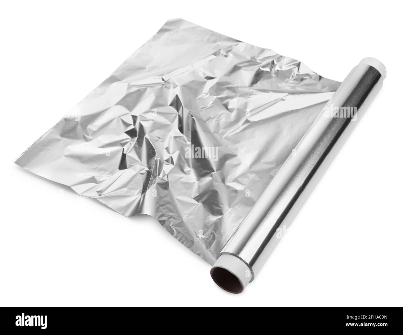 Roll of aluminum foil isolated on white Stock Photo Alamy