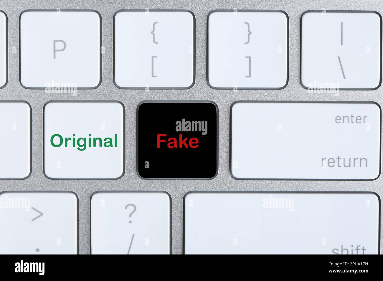 Buttons with words Fake and Original on keyboard, top view. Plagiarism concept Stock Photo Alamy