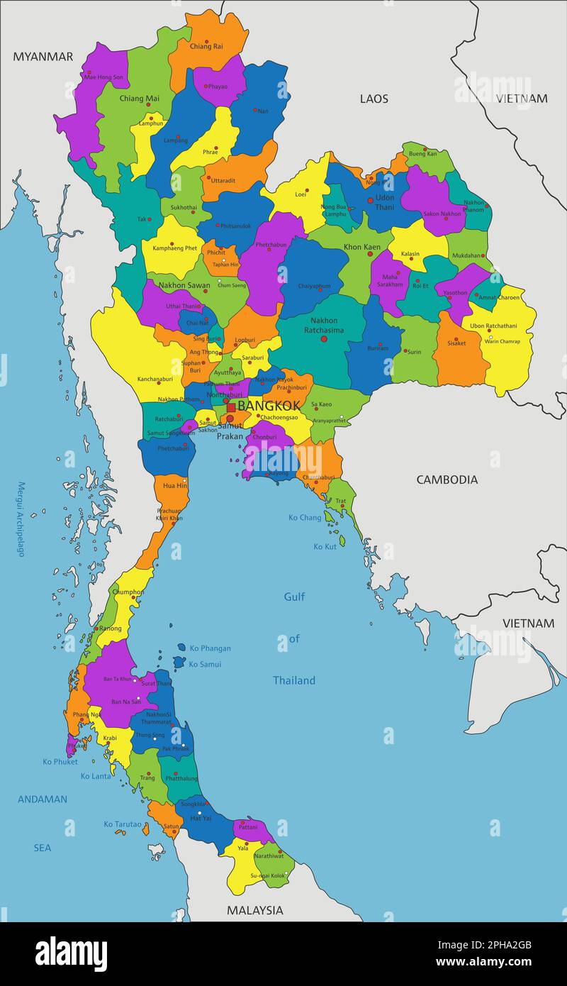 Colorful Portugal political map with clearly labeled, separated