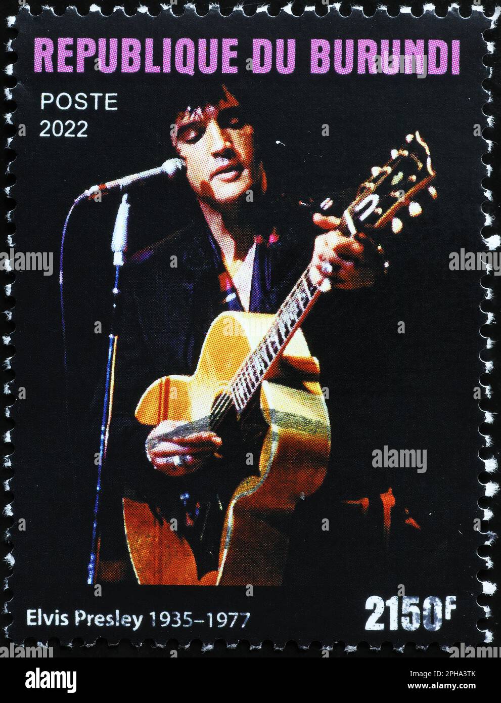 Elvis Presley portrait on stamp of Burundi Stock Photo