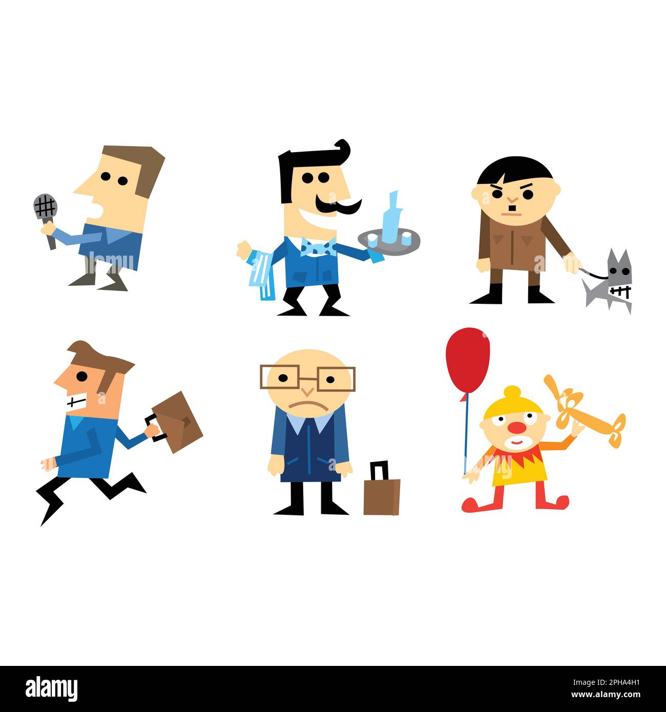 Set of cartoon people in different situations. Vector illustration isolated on white background. Stock Vector