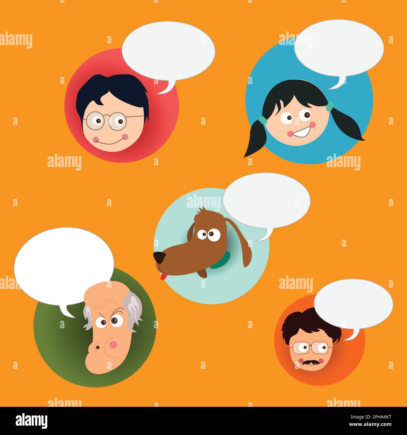 Group of people with speech bubbles. Stock Vector