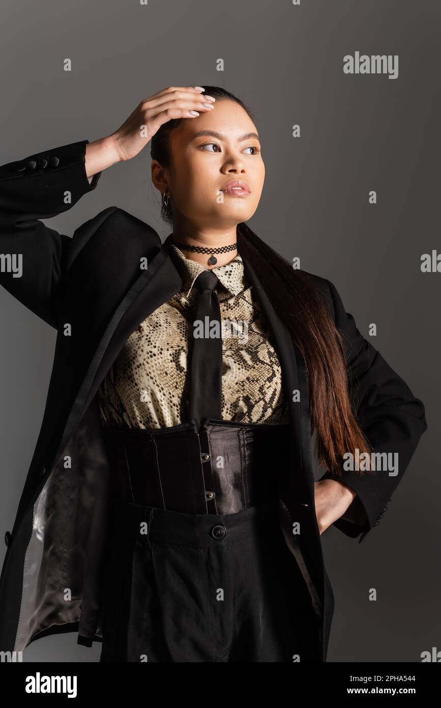 Grey top snakeskin jacket