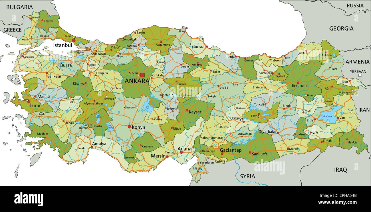 Turkey Map Split Highly detailed editable political map with separated layers. Turkey ...