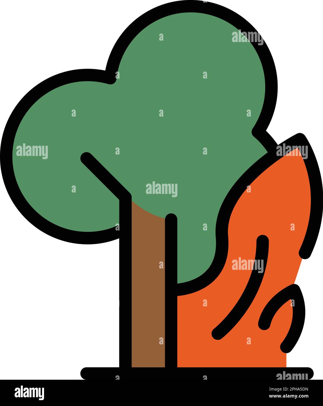 Burning tree icon. Outline burning tree vector icon for web design