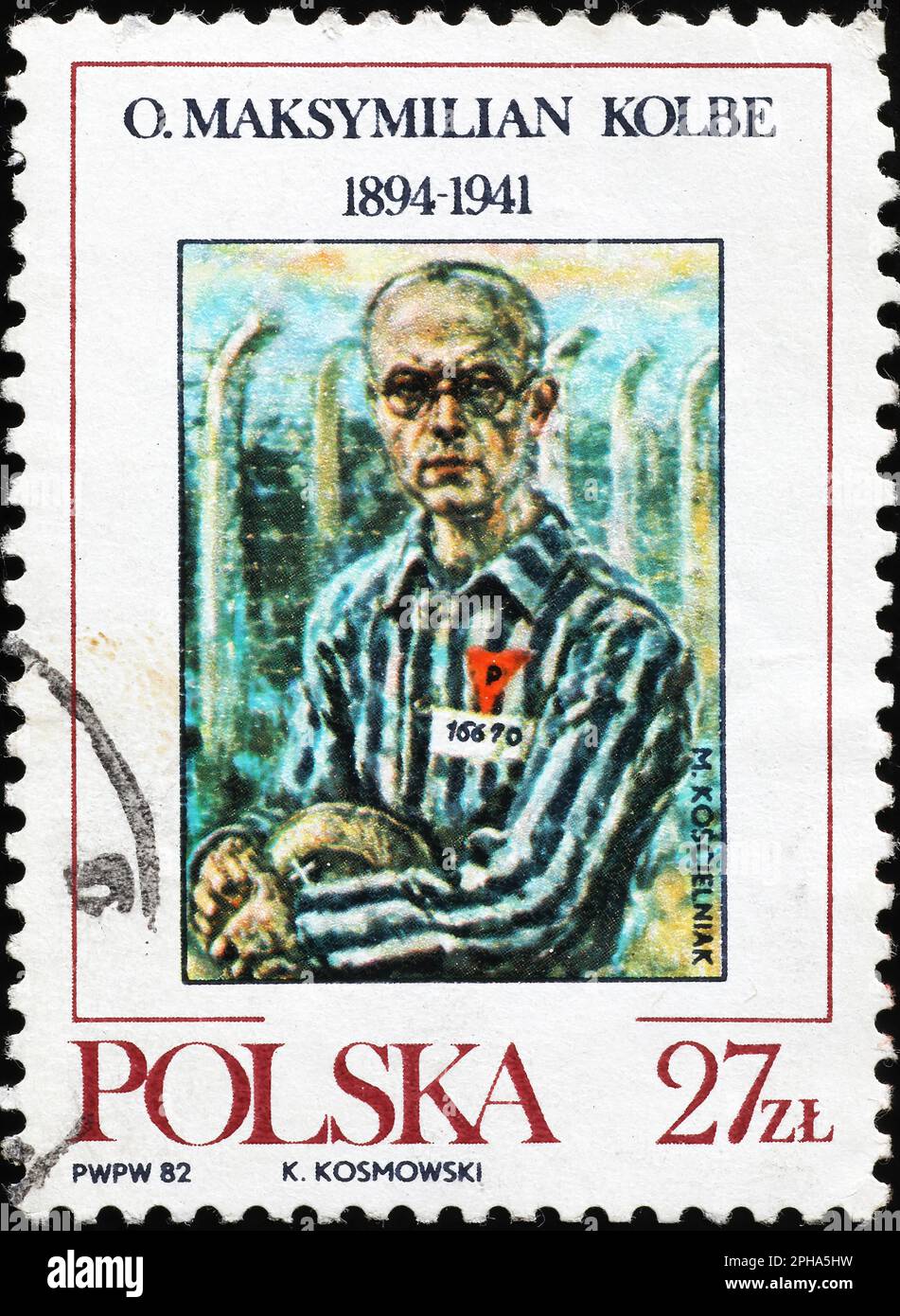 Maksymilian Kolbe on polish postage stamp Stock Photo