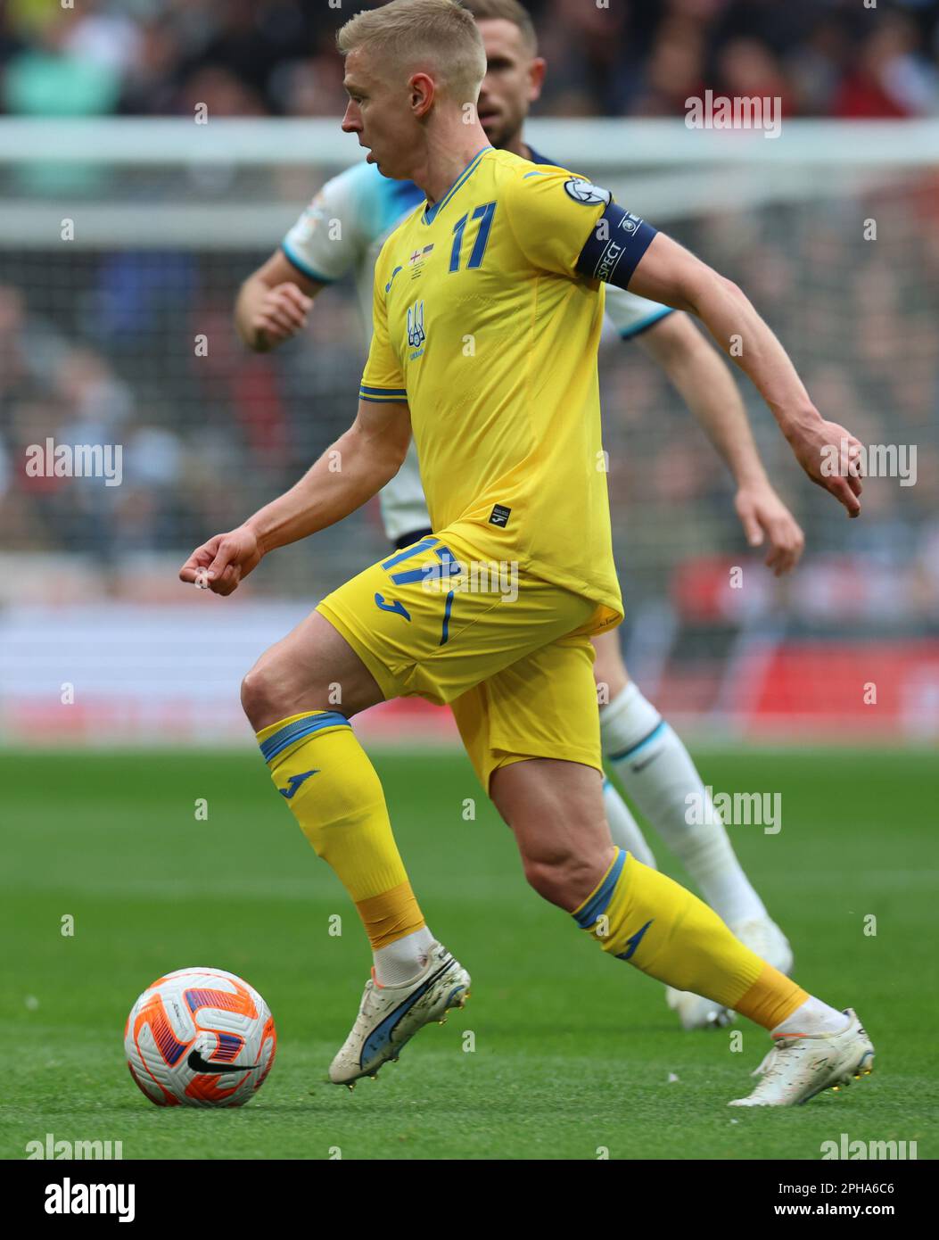Oleksandr Zinchenko (Arsenal)of Ukraine in action during UEFA EURO 2024 qualifier round group C