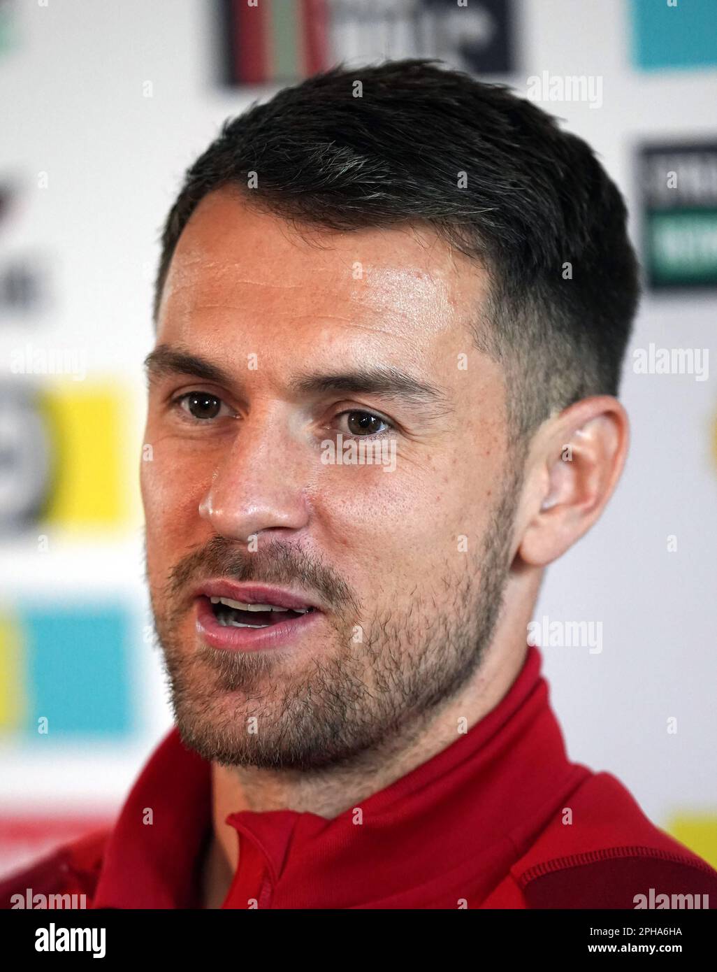 Wales' Aaron Ramsey during a press conference at Vale Resort, Hensol