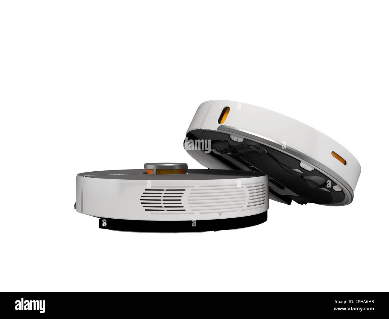 3d illustration assistant robot vacuum cleaner for dry and wet cleaning