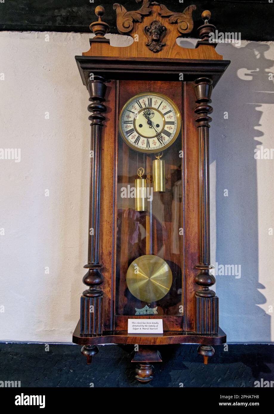 Vintage old clock at Tudor House Museum Worcester, Worcestershire, England, United Kingdom - 28th of January 2023 Stock Photo