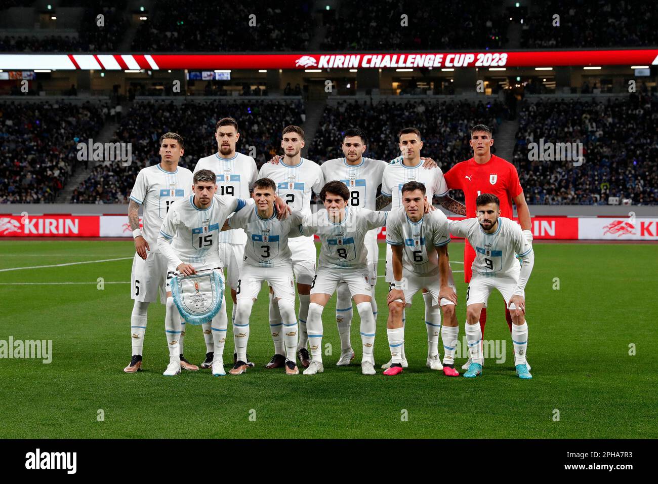 NO SALES IN JAPAN! Starting XI, team photo, Ururuay team photo, national football game, football KIRIN Challenge Cup 2023 Japan - Uruguay JPN -URY 1: 1, Tokyo National Stadium, March 24th, 2023, in Tokyo/Japan. ? Stock Photo